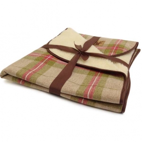 Medium Beige & Red Tartan Throw - Danish Design Newton Moss 120 X 71cm